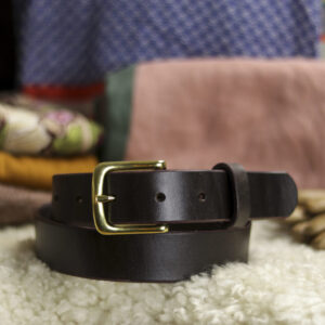 slim leather belt dark brown