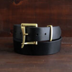 fireman's quick release leather belt black