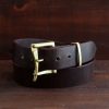 Fireman's Quick Release Leather Belt Dark Brown