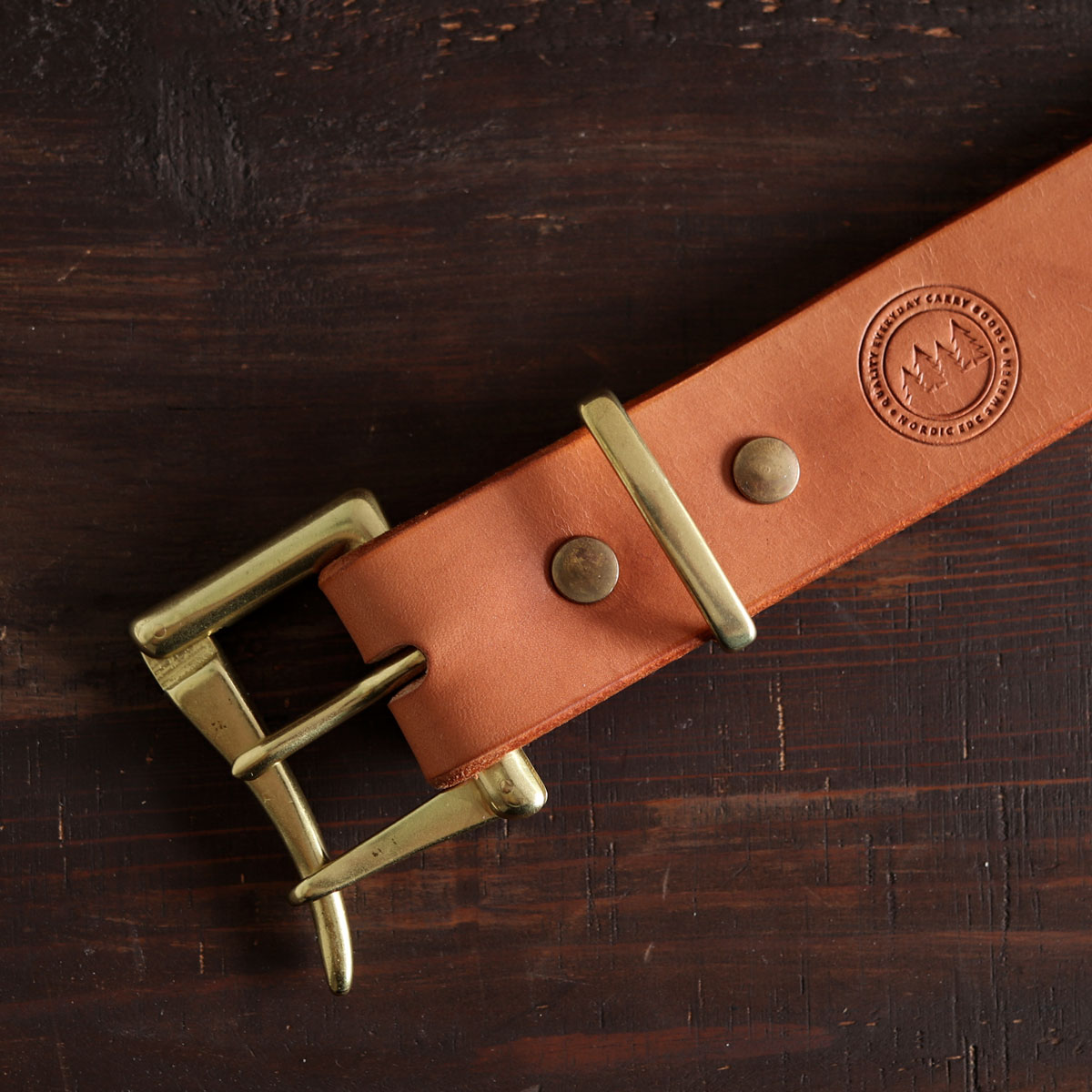 Handmade oak bark leather, heavy duty belt with solid brass buckle