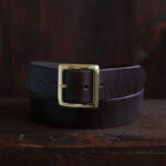 Dark brown garrison leather belt