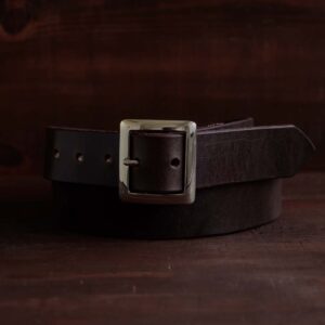 Dark brown garrison leather belt