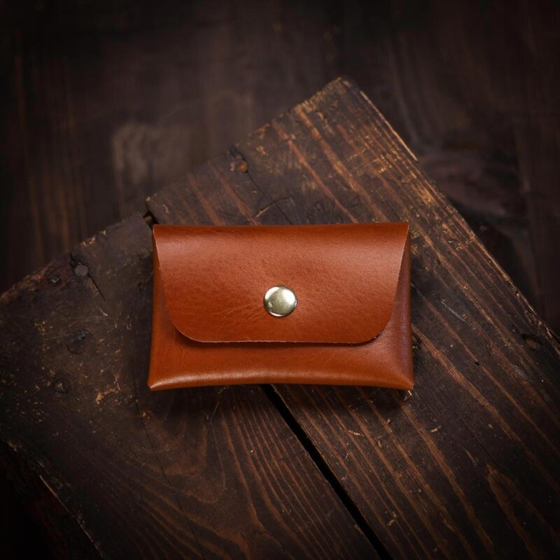 Coin and Cards Leather Wallet Brown Closed