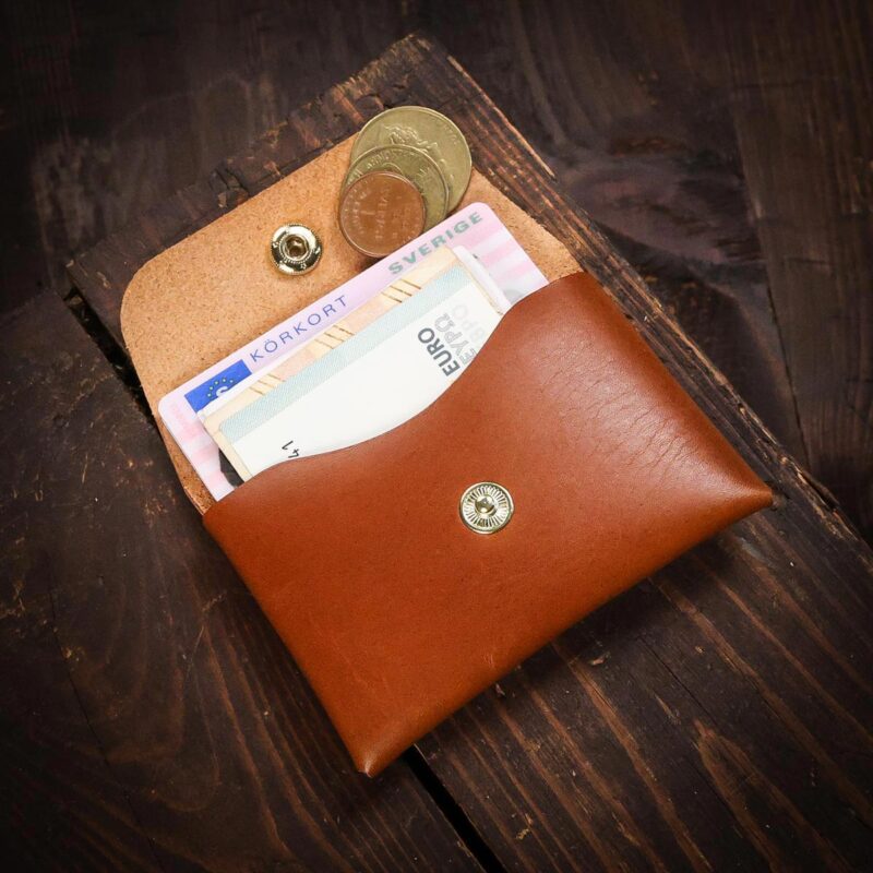 Coin and Cards Leather Wallet Brown Open