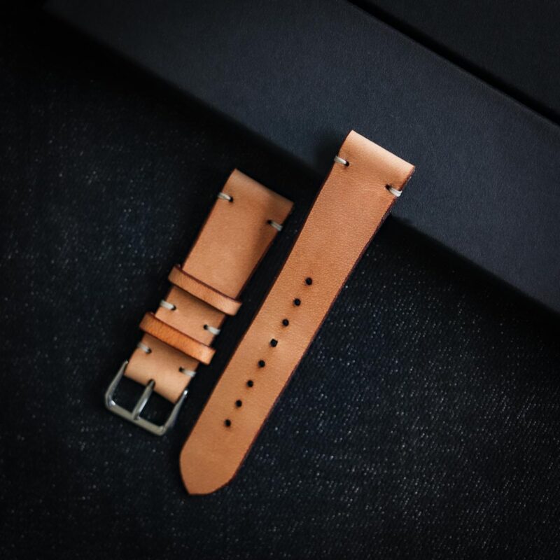 Custom sized leather watch strap natural