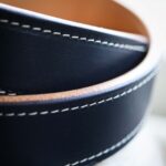 Denim Blue Double Leather Belt stitched