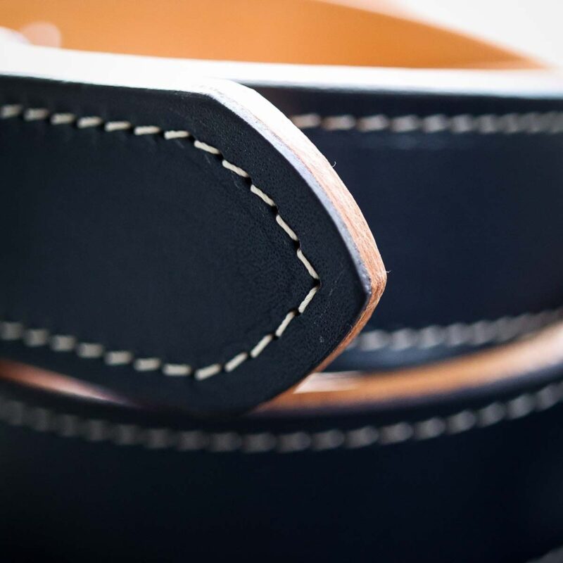 Denim Blue Double Leather Belt stitched tip