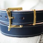 Denim Blue Double Leather Belt with firemans quick release buckle