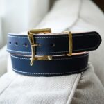 Denim Blue Double Leather Belt with quick release buckle