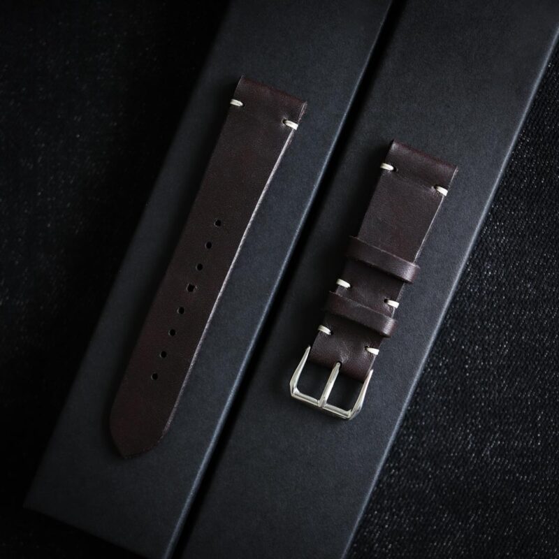 Handmade Leather watch strap dark brown
