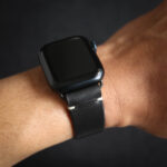 Leather Apple Watch Band Black on hand