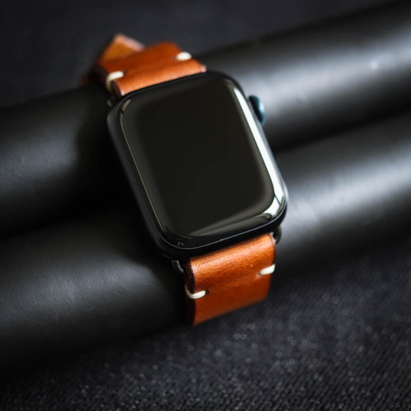 Leather Apple Watch Band Brown Closed