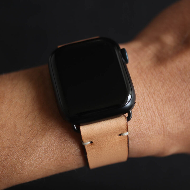 Leather Apple Watch Band Natural on hand