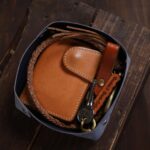 Leather Catchall Valet Tray Blue With Wallet