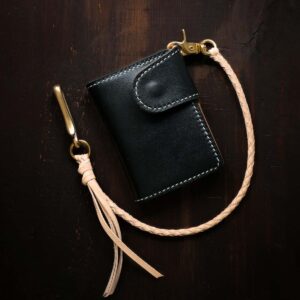 Leather biker wallet black