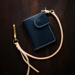 Leather biker wallet blue