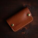 Leather trucker wallet short brown