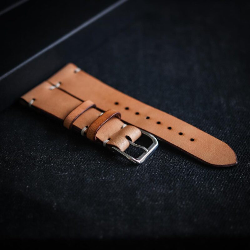 Leather watch strap natural with box
