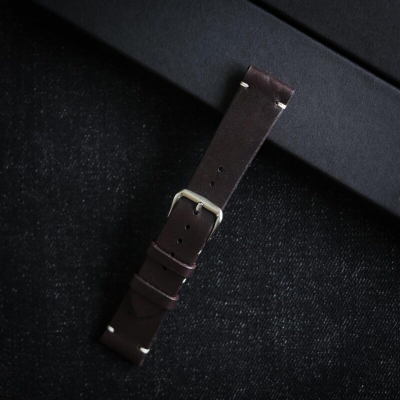 Personalised leather watch strap dark brown
