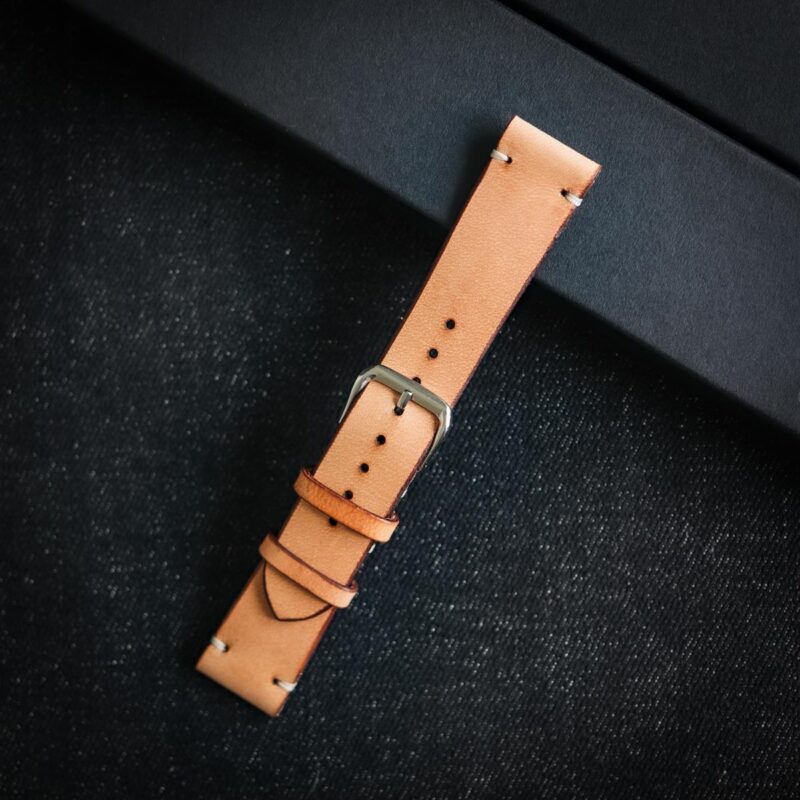 Personalised leather watch strap natural